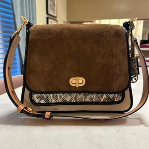 Tory Burch Suede and Snake Purse